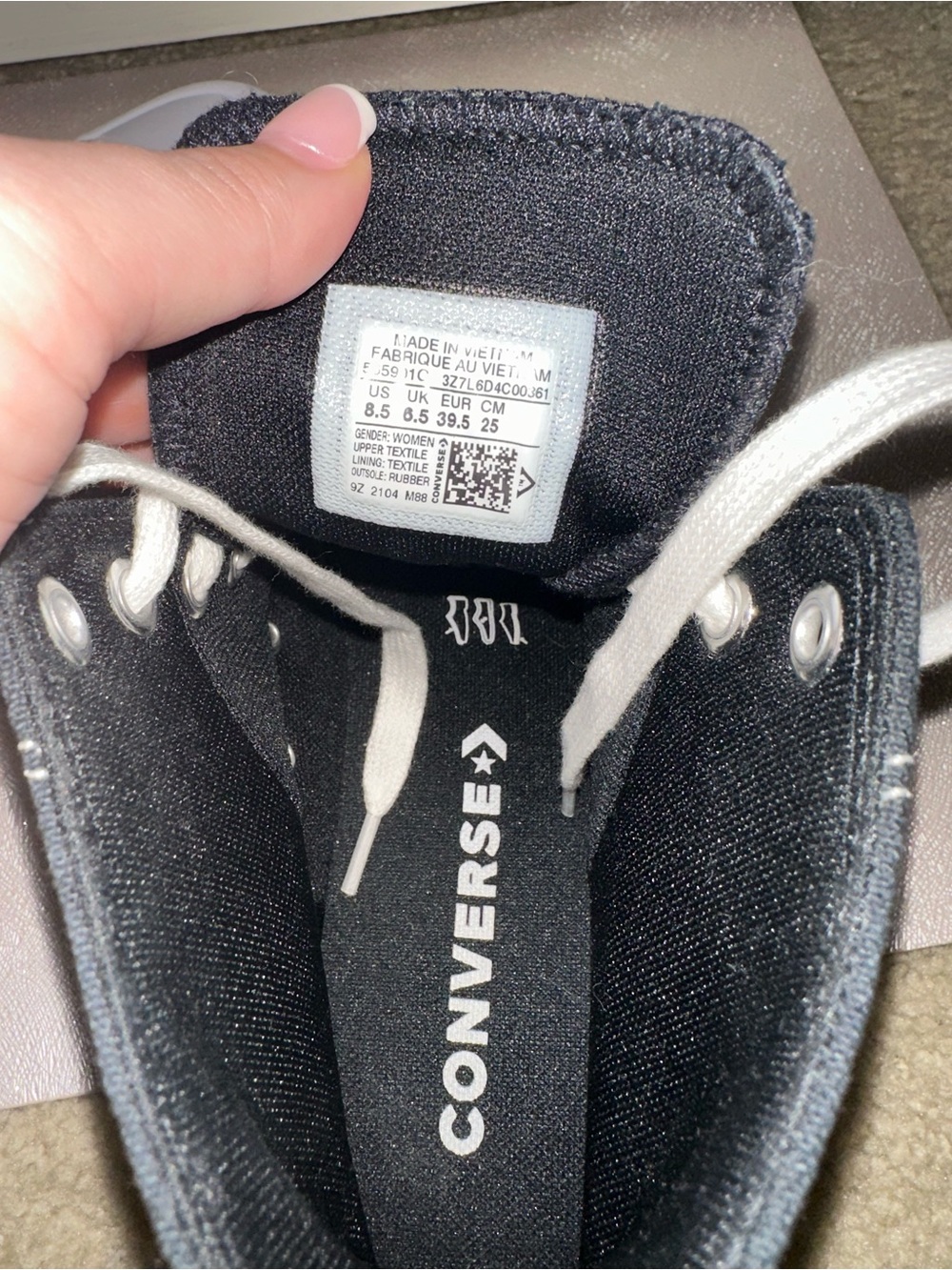 Converse Womens Black and White High Top platform Sneakers W8.5 - Picture 9 of 10